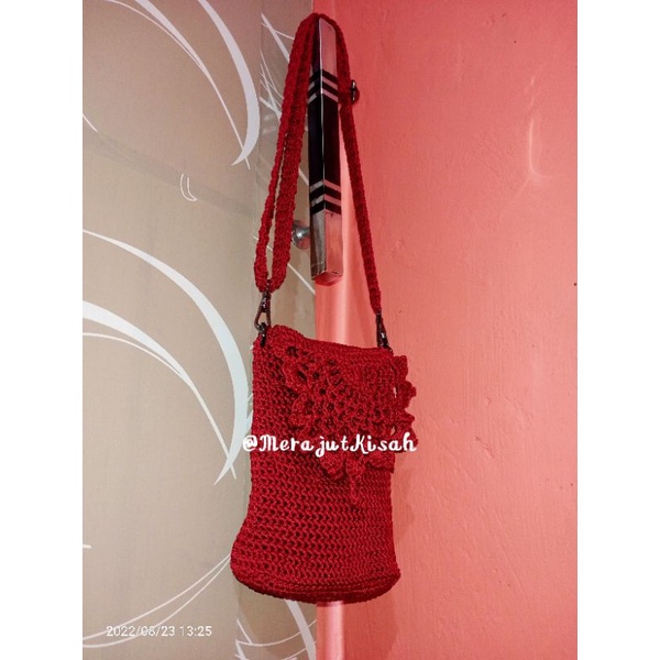 Tas HP Handphone Tas Rajut HP Tutup Renda Cantik Bagus Premium Termurah Murah Tas slempang Selempang