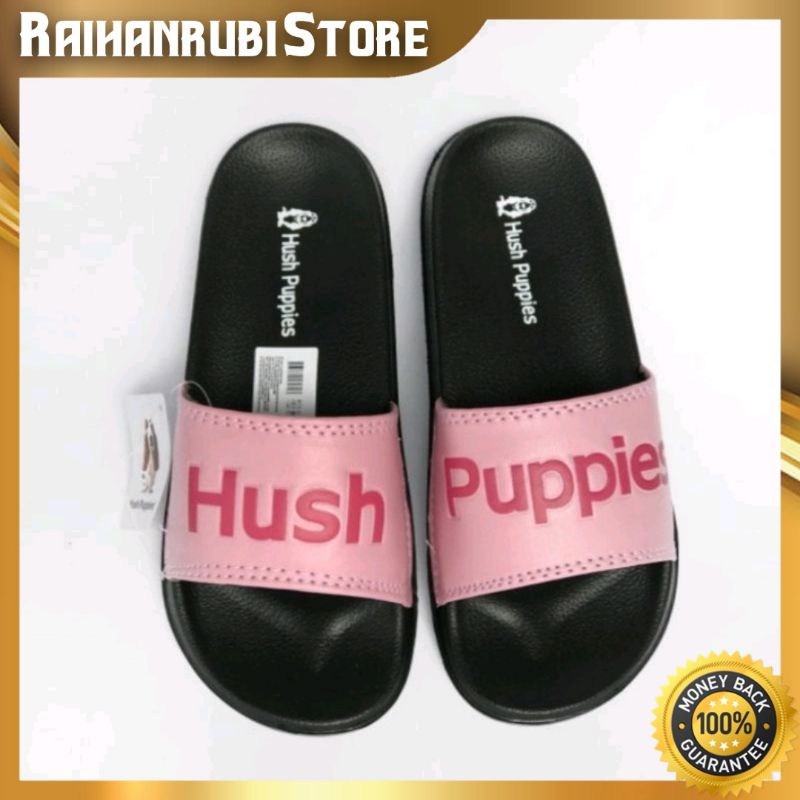 Sandal Slide Hush Puppies Pria Wanita Black Pink Premium/Sandal Slop Hush Puppies Pria Wanita Black 