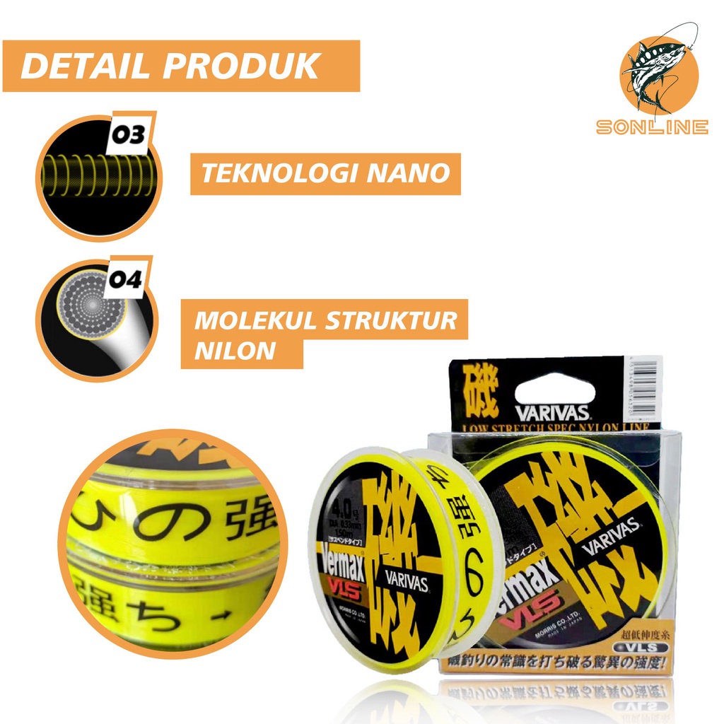 SONLINE  Tali Pancing Vermax VLS 150M &amp; Senar Pancing Technician 100M Fishing line Senar Pancing Fishing Line Strength 6.40kg-20.5kg Sangatkuat