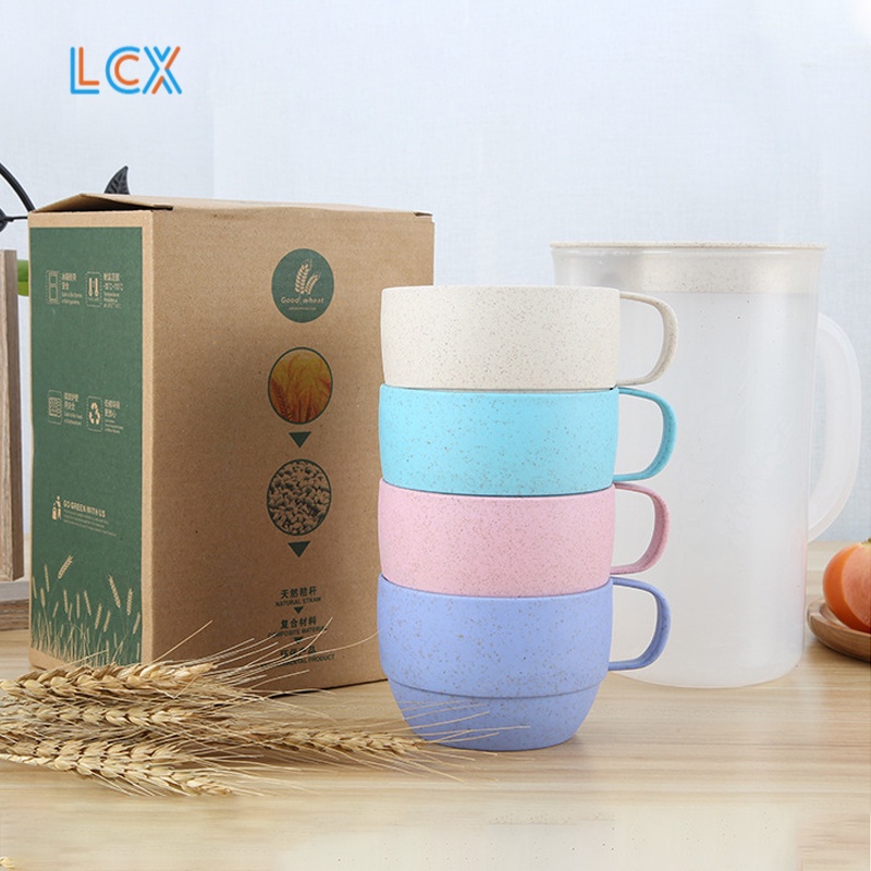 LCX Teko Jus Air Teh Kopi Wadah Plastik Dengan 4 Cangkir Water Jug 2 Liter BPA FREE VS-16