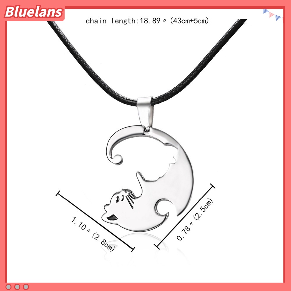 Bluelans 2Pcs Fashion Embrace Cats Pendant Couple Matching Necklaces Jewelry Gift