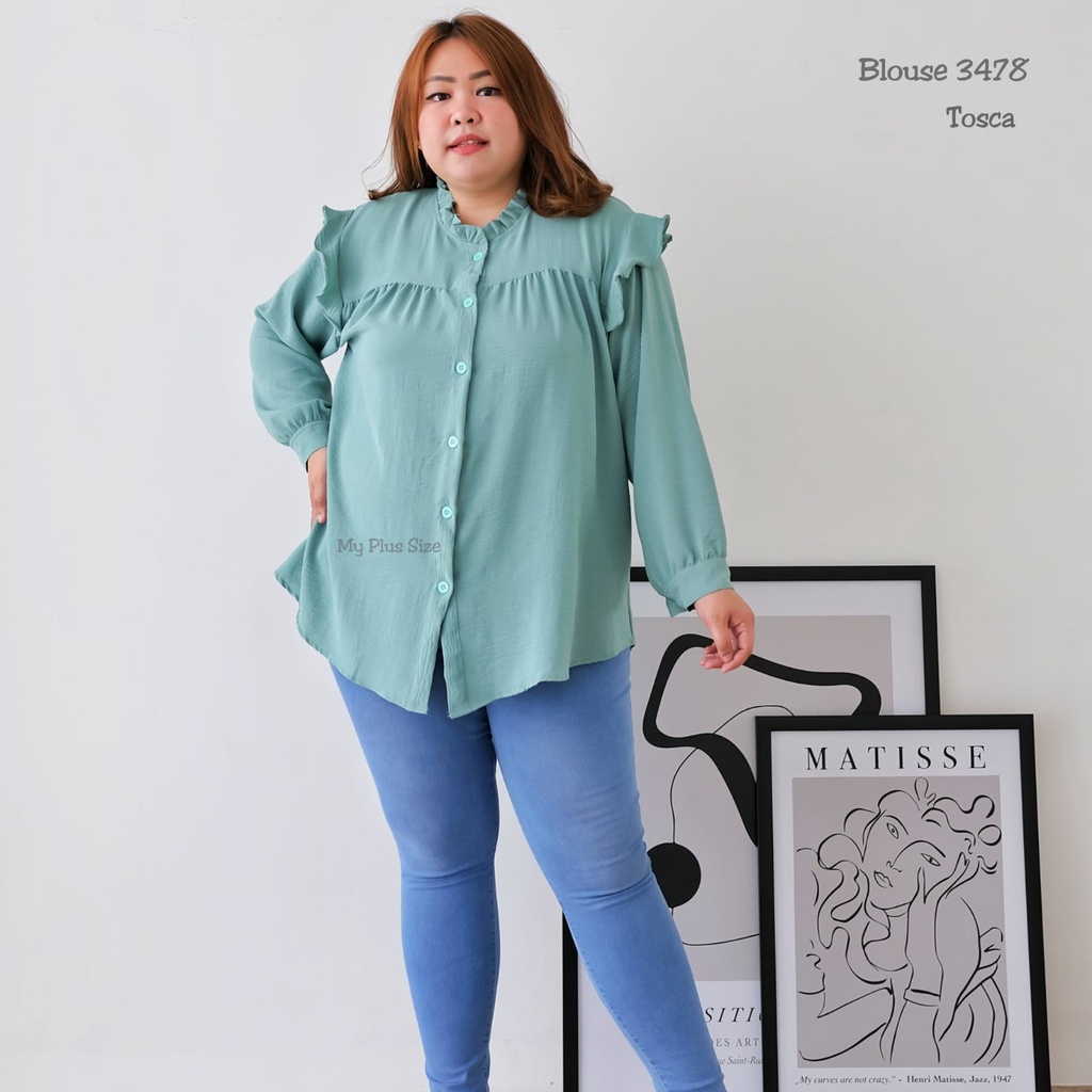 Blouse Crinkle Jumbo Wanita 3478, Ld 125, 130 &amp; 145 cm