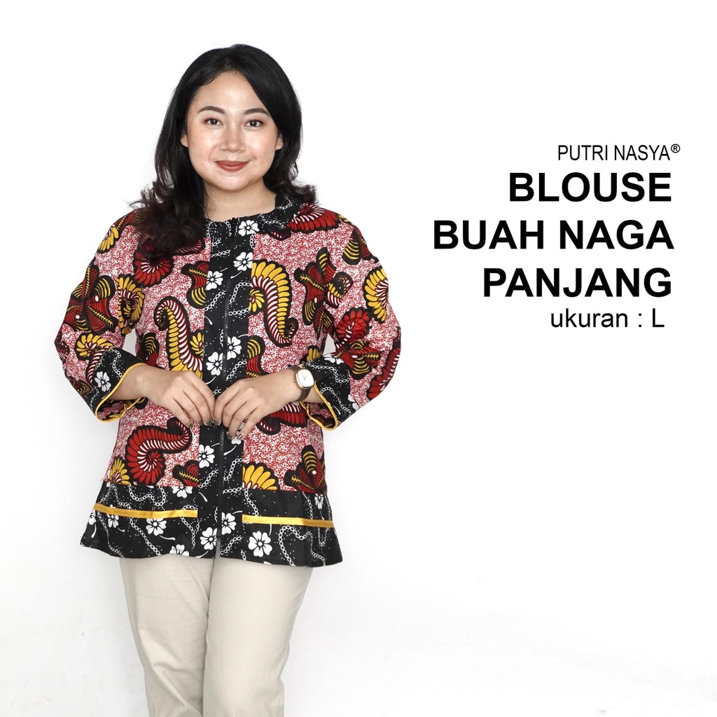 Blouse Big Size Wanita Atasan Batik Lengkap S-M-L-XL-2L-3L-4L-5L-6L-7L Model Blus Jumbo Seragam Batik / Atasan Formal Kantor Wanita Kerja / Pakaian Batik Kekinian LD 140