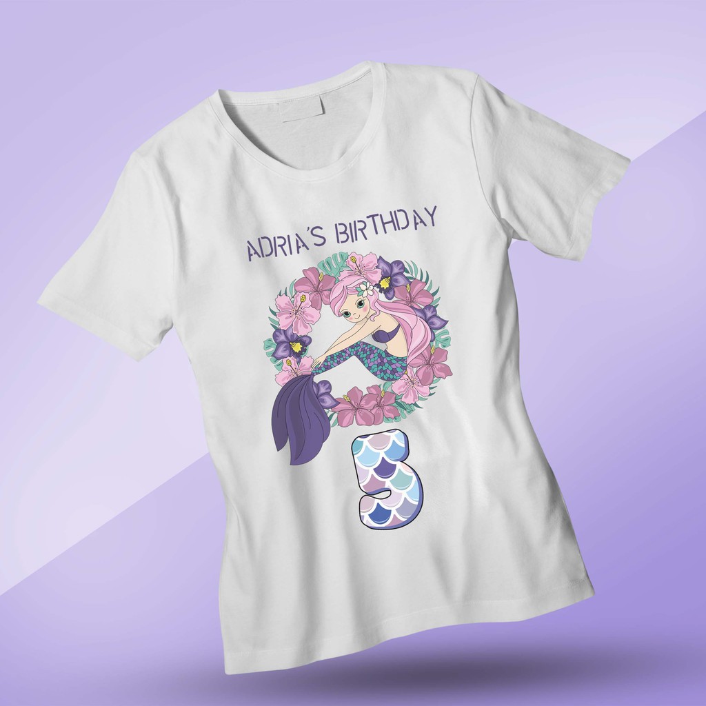 Kaos Birthday Set Mermaid theme series Ulang tahun milad ultah