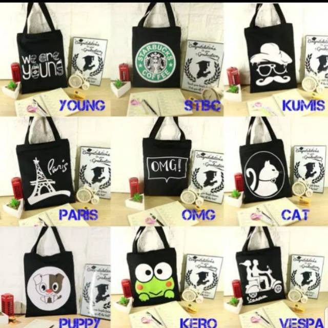 Totebag Tas Sekolah Drill | Totebag pria/wanita ressleting ( COD BAYAR DITEMPAT ) 1 Pake Resleting