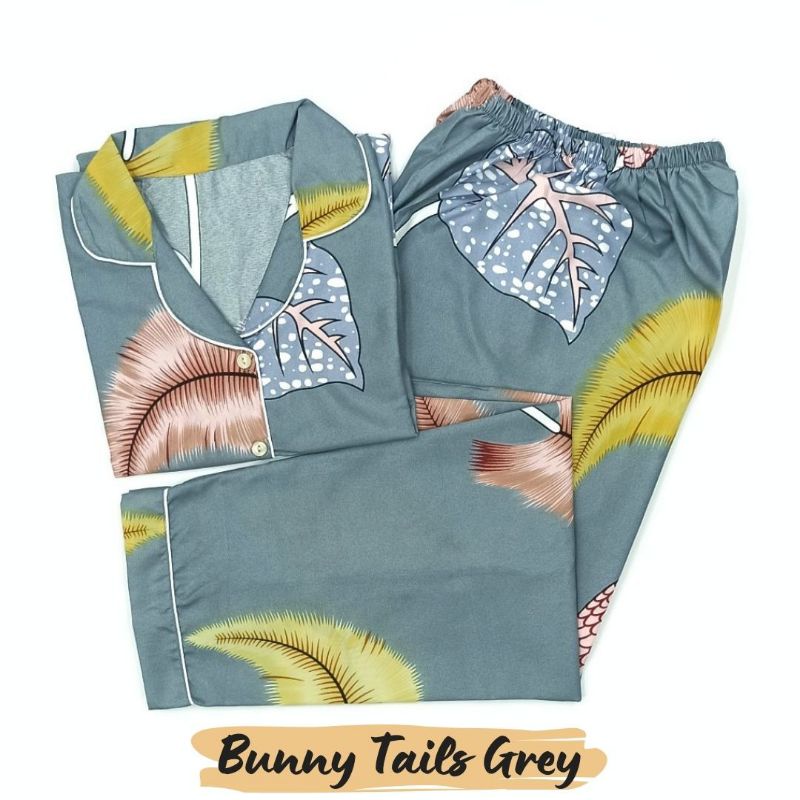 Baju Tidur Wanita | Piyama Wanita Kekinian | Oneset Setelan Wanita Bahan Katun Polymicro Bebas Pilih Motif-Bunny Tails Grey