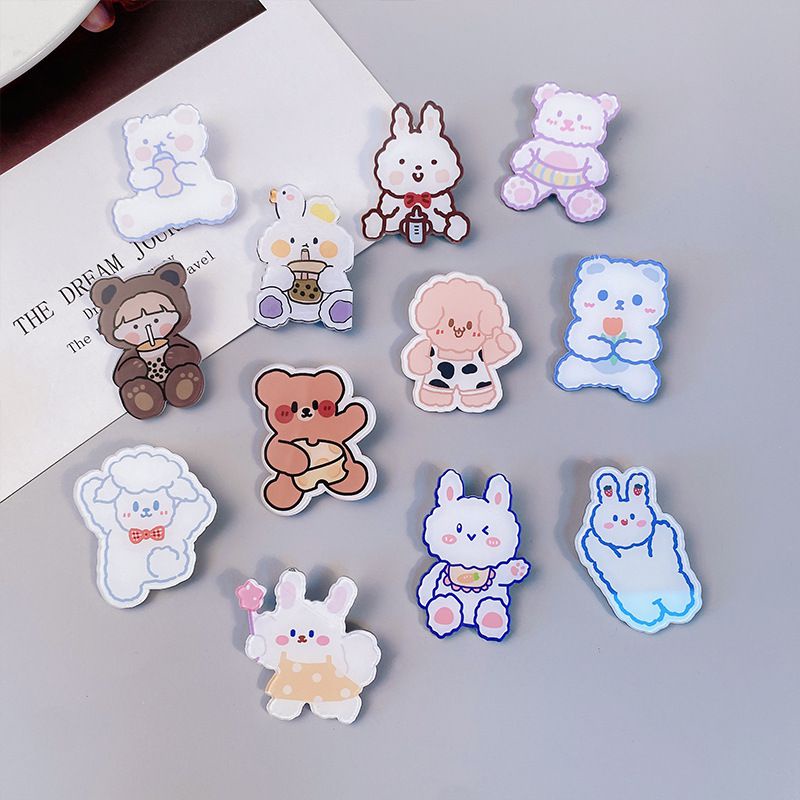 INS Kawaii Brooch Dog Rabbit Cow Cartoon Pins Backpack Jeans handbag Decoration