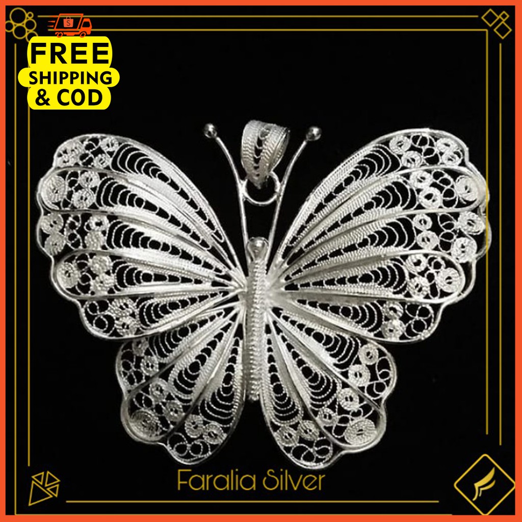 Liontin Kupu - Kupu Etnik Cantik Silver 925 Plated Perak Butterfly Kalung
