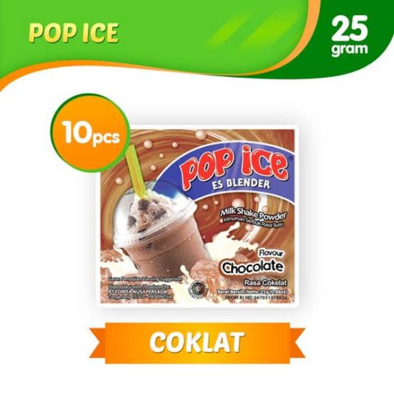 

Pop Ice Es Blender Rasa Coklat 1 Rcg Isi 10 Sachet @ 25 Gram