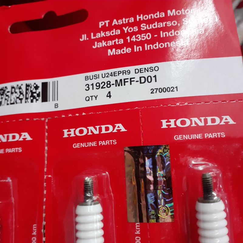 31928MFFD01 BUSI BEAT KARBU, SPARK PLUG U24 EPR9 (DENSO)