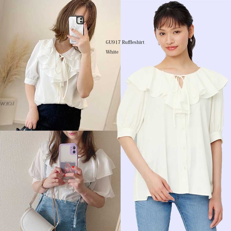 GU 917 RUFFLE SHIRT Baju Atasan Blouse Wanita Branded