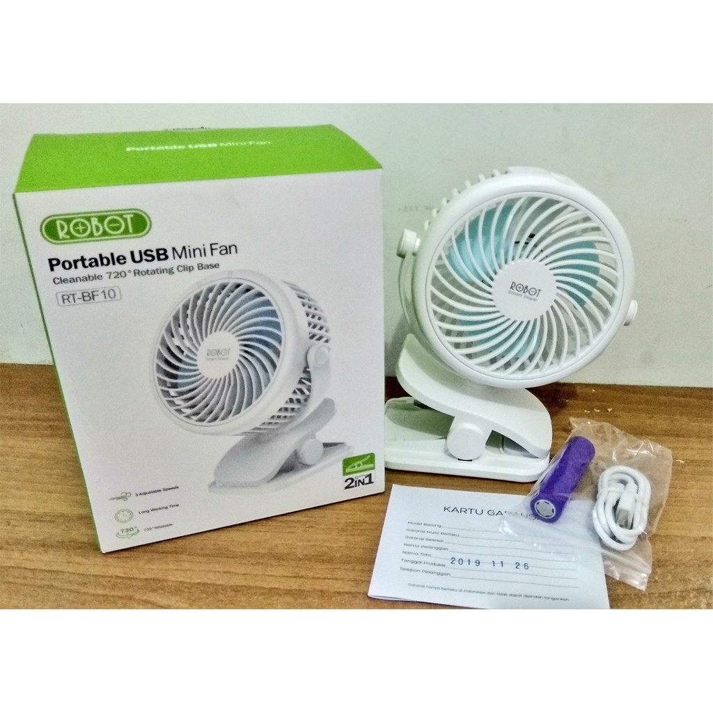 KIPAS ANGIN BATERAI ROBOT PORTABLE USB MINI FAN RT-BF10