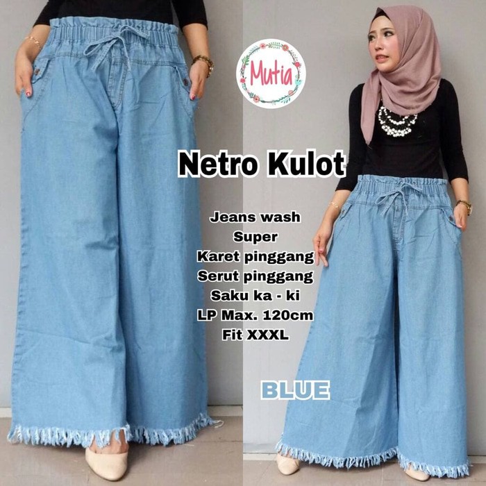  celana  kulot  rawis  jeans  wash netro mutia payung jumbo big 