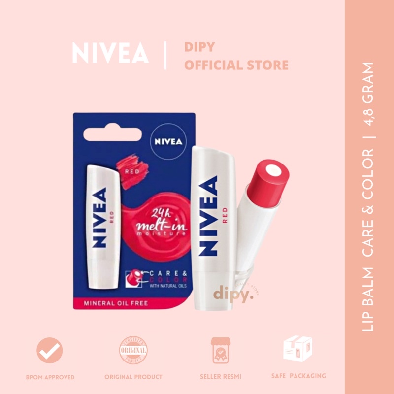 Jual NIVEA LIP BALM CARE AND COLOR RED PELEMBAB PEWARNA BIBIR NATURAL