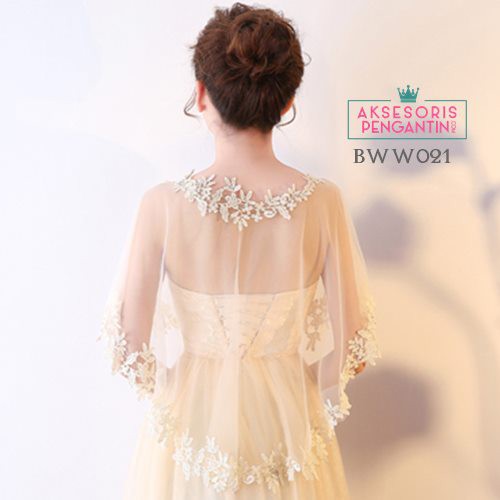 [SIAP KIRIM] AKSESORIS WEDDING RENDA LACE BOLERO PENGANTIN BROKAT KOREA CREAM BWW021