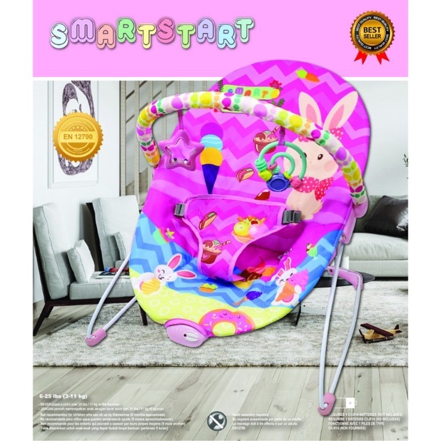MASTELA Baby Bouncer 1 Recline BLUE- GIRAFFE - 6703-Pink Lulu Bunny-6113