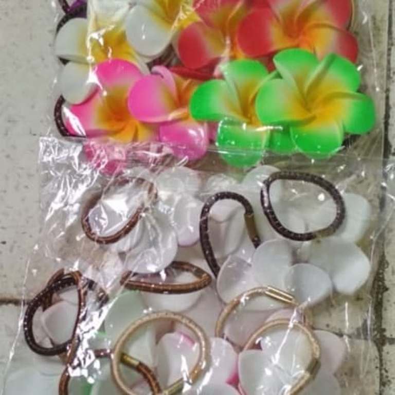 Paket Karet rambut bunga spon isi 10pcs