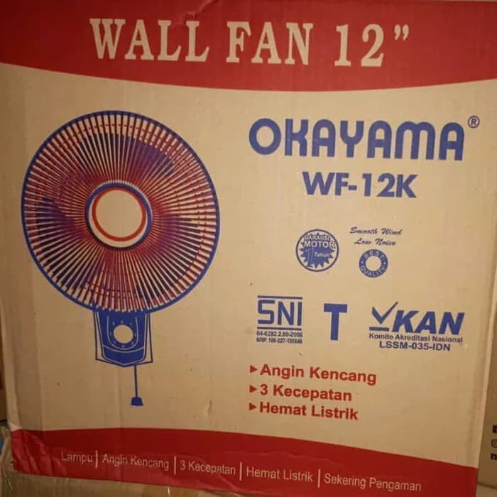 OKAYAMA WF-12K Kipas Angin Dinding /  Wall Fan 12inch - Murah Kualitas Bagus