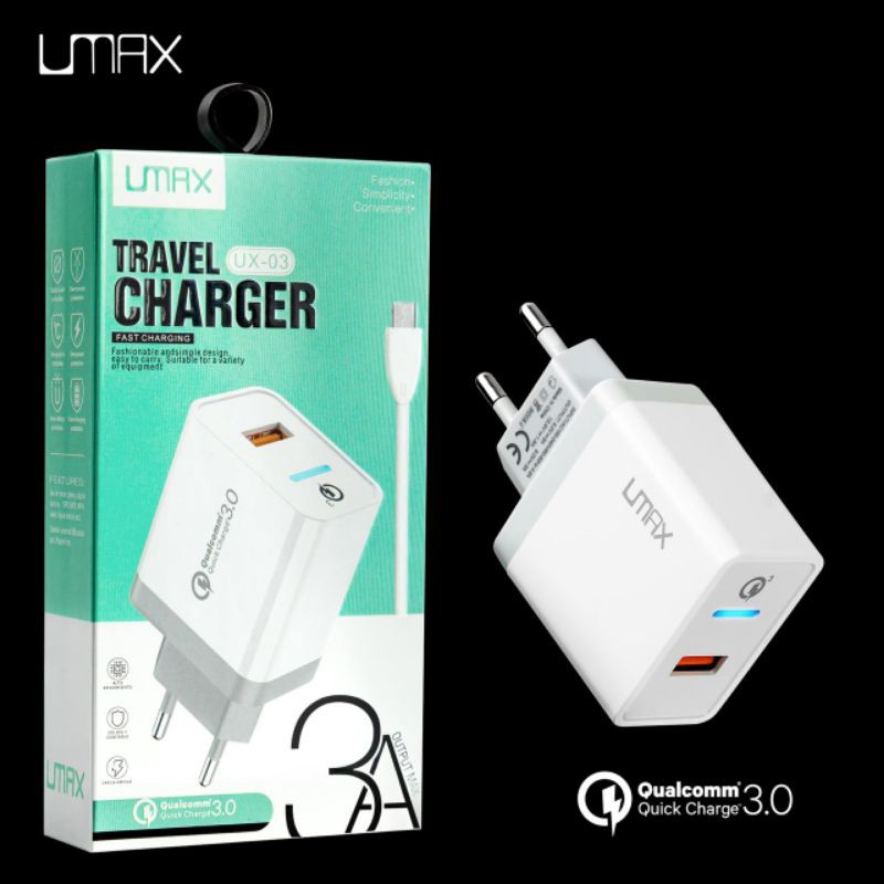 Charger type c 3A fast charging Quallcom 3.0 Charger Usb Type C U-Max (X-03)