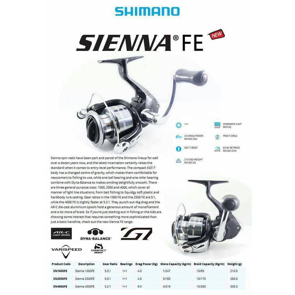 TERLARIS Shimano Sienna 4000 FE Reel Terbaru 2016 Reel Real Rill Rell