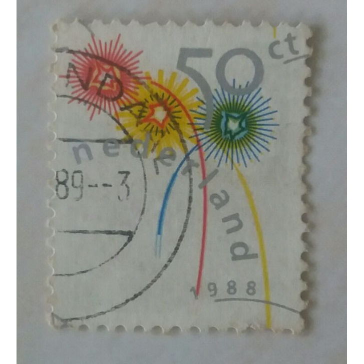 

(AA) Perangko Belanda / Nederland 50 ct Tahun 1988 Seri Desember Stamps Fireworks (1pcs) Prangko Luar Negeri