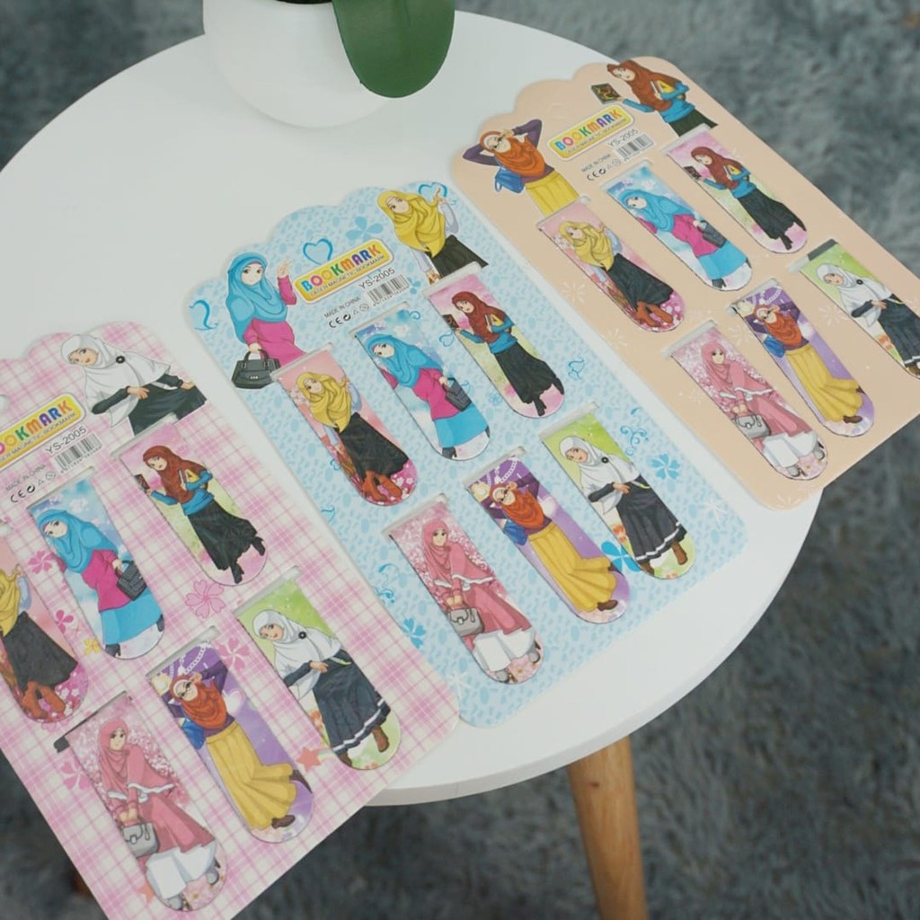 PEMBATAS BUKU PEREMPUAN BERHIJAB ISI 6 PCS MUSLIM GIRL PENANDA HALAMAN BUKU BOOKMARK JILBAB