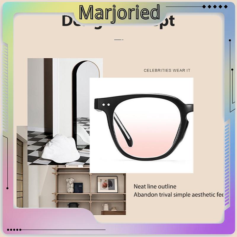 Gradient Pink Blush Glasses Wanita Trendi Wajah Bulat Kacamata Bingkai Hitam untuk Foto-MJD