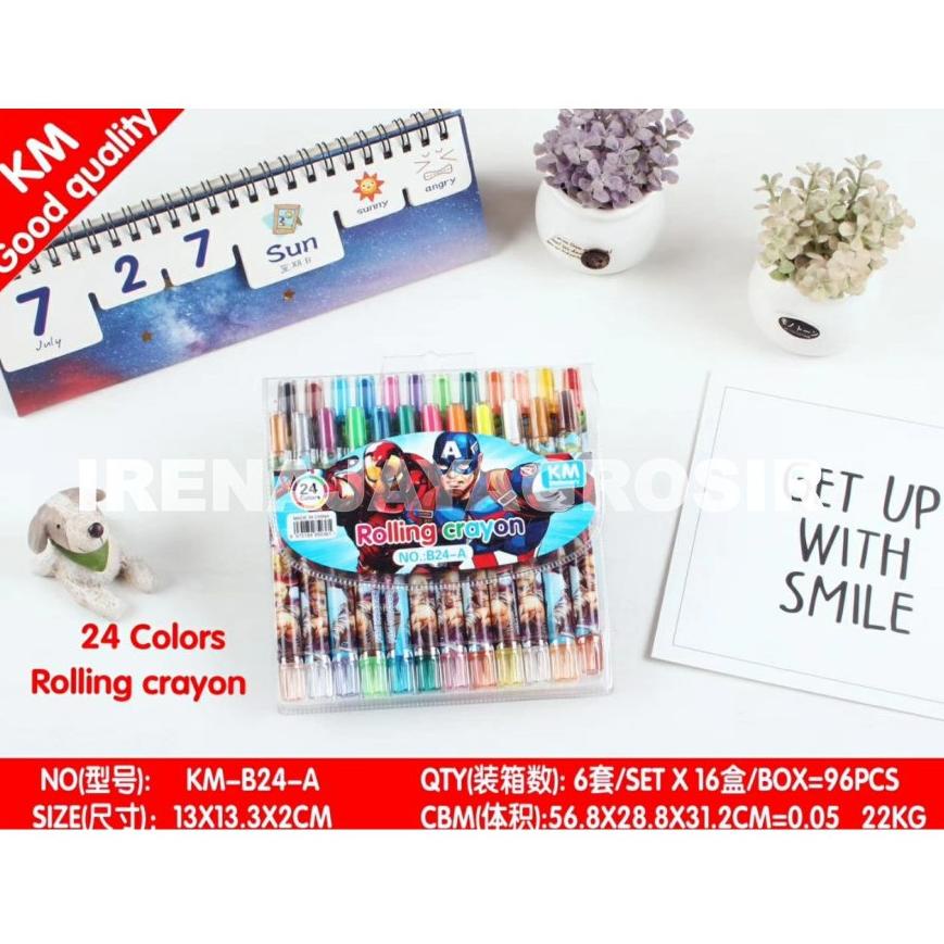 

[PRODUK SWEEQ] IRENAJAYAGROSIR - ROLLING CRAYON KRAYON DENGAN 24 WARNA PENDEK KMB24 SRS