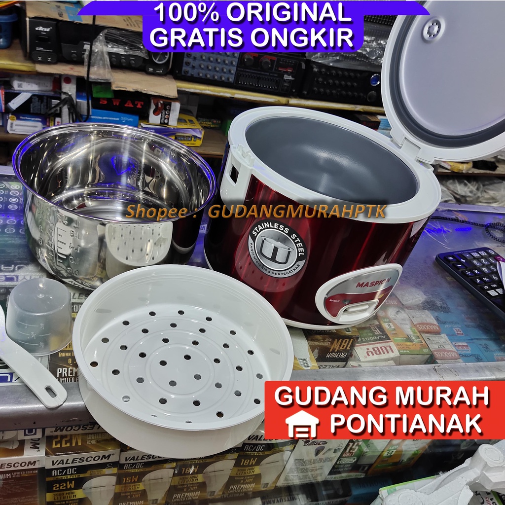 Rice cooker magic com maspion stainless 3in1 1,8L MRJ 1808MS / 1808 MS MMRj1808MS Penanak nasi penghangat sekaligus memasak ricecooker