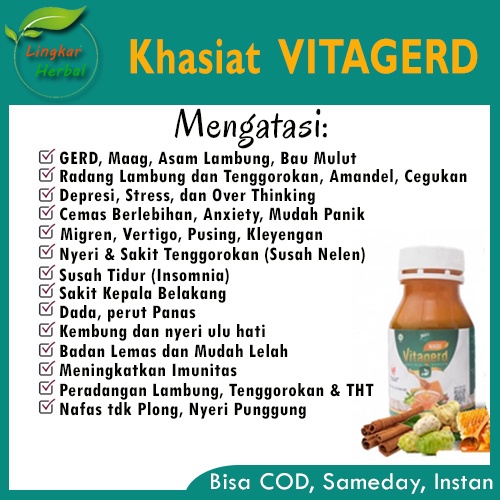 Madu VITAGERD Herbal GERD dan Asam Lambung Original Asli Ori dengan Gejala Susah Tidur Sakit Kepala Kleyengan Tenggorokan Sesak Perut Dada Panas Punggung Linu Panik jantung Berdebar