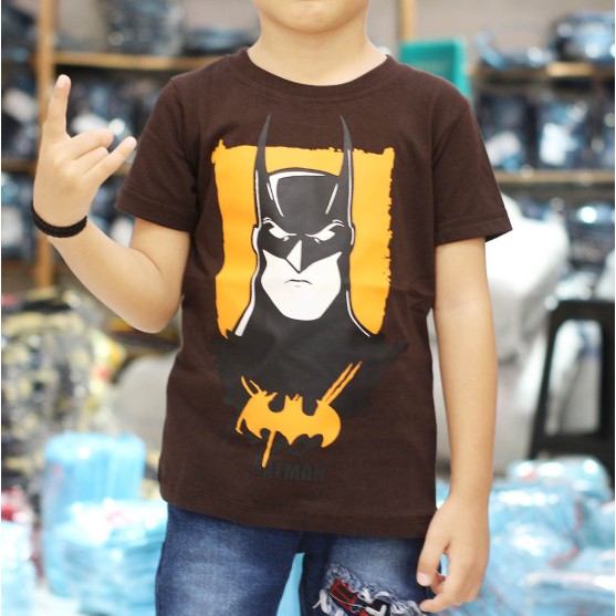 TERBARU Konveksi Baju Anak Kaos Distro Bandung MURAH Motif Batman Coklat BEST SELLER