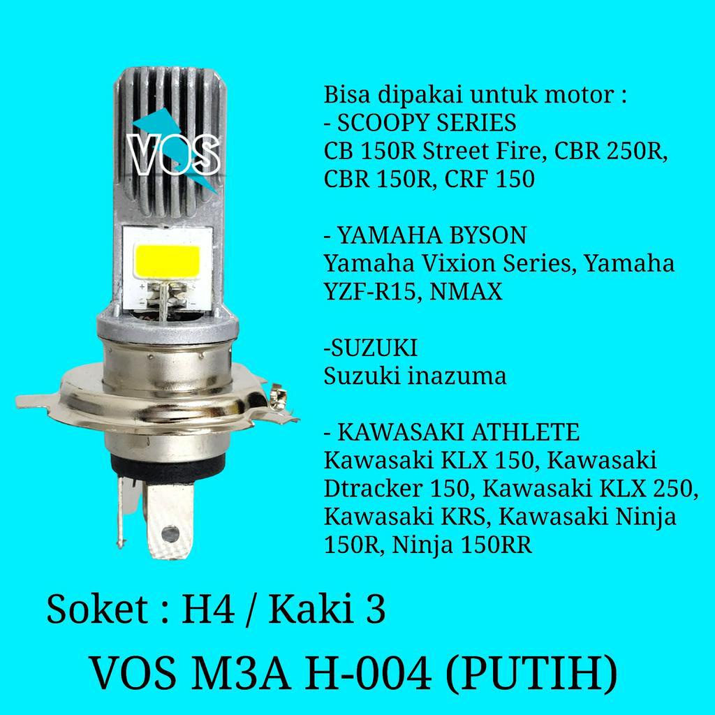 1 Buah Lampu Motor LED Utama VOS M3A H-004 Bisa Untuk Motor Soket H4 (Kaki 3) HI/LO 8W+8W AC/DC PNP