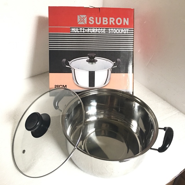 Panci sup soup pot 26cm stainless steel tutup kaca murah