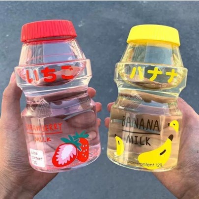 Botol Minum Unik Bentuk Yakult Fruity Transparant Warna Import BPA FREE 480ml-2