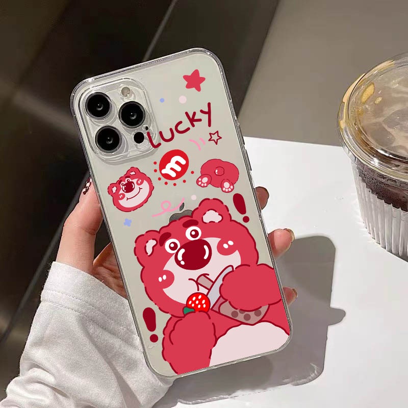 SOFTCASE PINK BEAR FOR IPHONE 14 13 13 PRO 13 PRO MAX 7 8 7+ 8+ X XS XR 11 PRO MAX 12 13 MINI