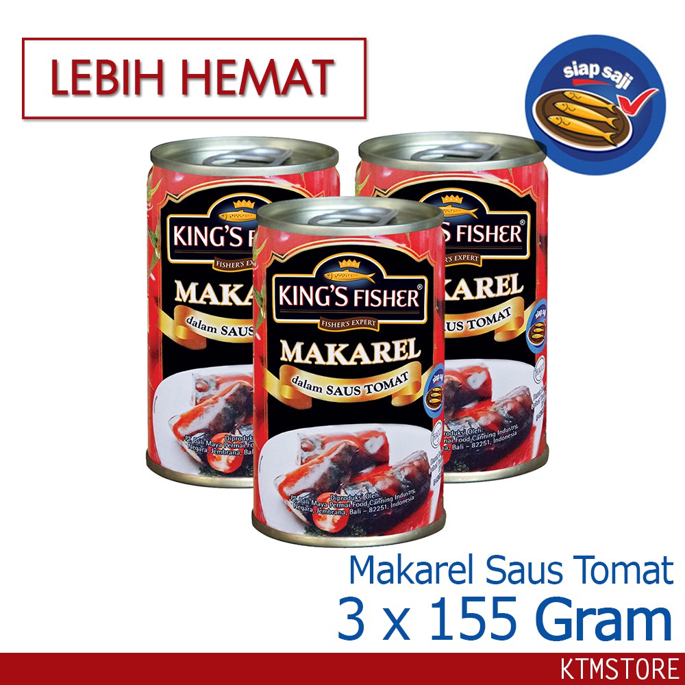 

KtmStore King's Fisher Paket 3 pcs makarel mini saus Tomat Makanan Kaleng 155 g kings fisher
