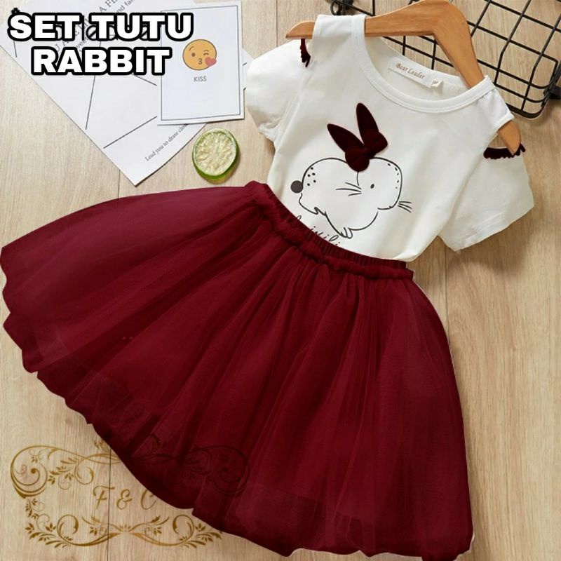 3 UKURAN S M L SET TUTU RABBIT KID PAKAIAN ANAK PEREMPUAN SETELAN ROK FEHM