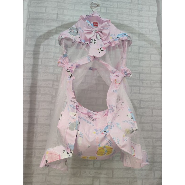 Ayunan Bayi Karakter 3in1 Kelambu Pita-Panda pink pita