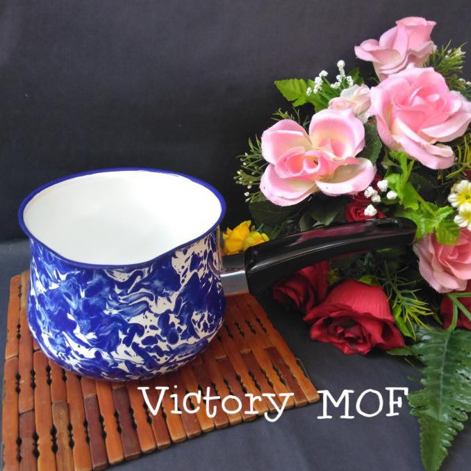 Best Produk] Panci Enamel Kedaung Ki-Milk Pan Ejiri Blue Swirl (Blirik Biru)