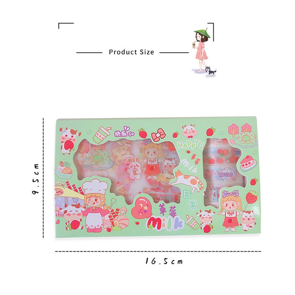 ELEGANT 13pcs/set Scrapbooking Sticker Set Cute Kawaii Decorative Sticker Masking Tape DIY Scrapbooking Bear Bunny Rabbits Unicorn Duck Cat Gift Box Stationery Prince Princess Dessert Adhesive Decals