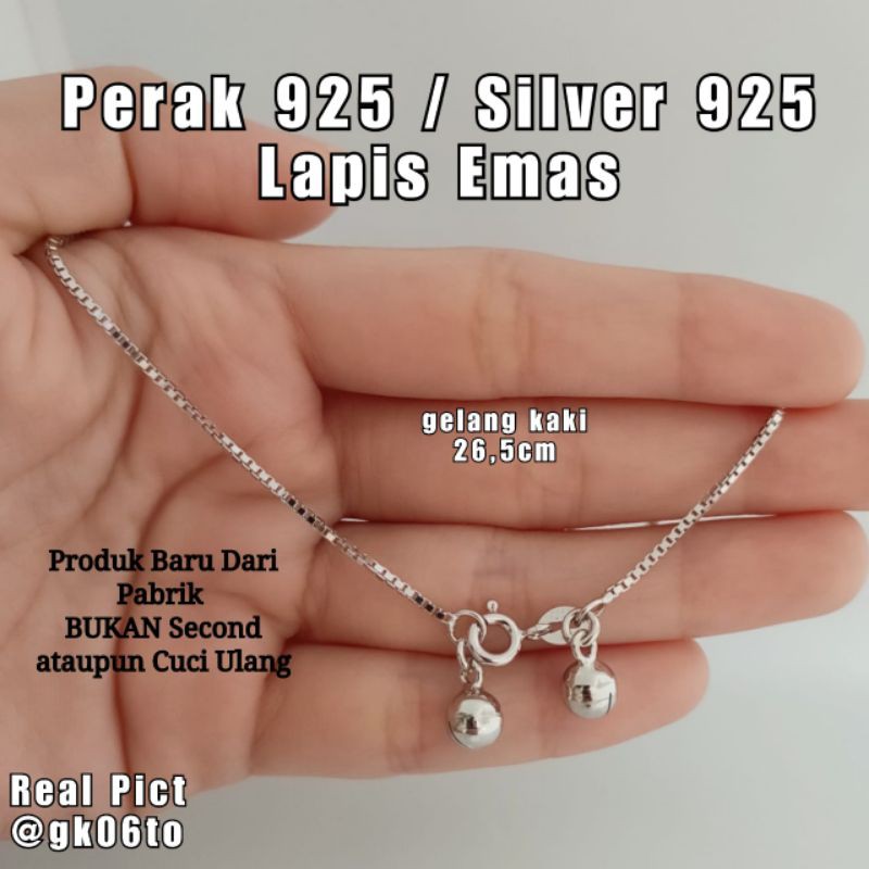 Gelang Kaki Perak 925 Lapis Emas Putih Gelang Kaki wanita cewek cewek Silver 925 Awet  s925