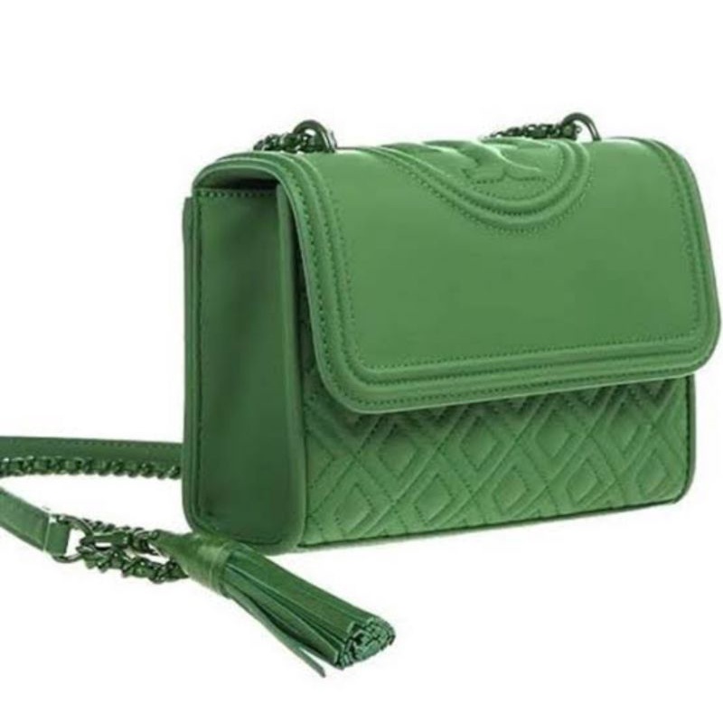 Tory Burch Fleming Convertible 21&amp;27 - Convertible Green Matte Sling Bag