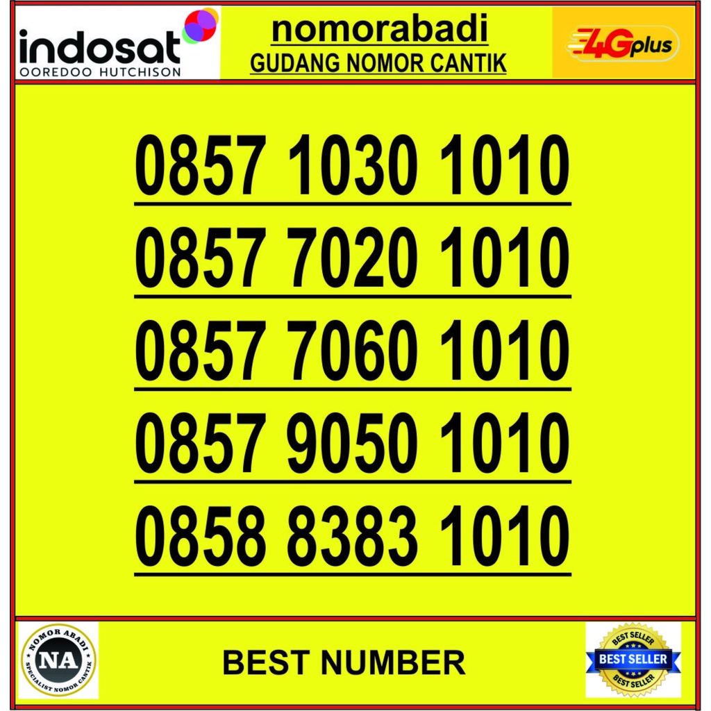NOMOR CANTIK INDOSAT 4G 1010 H500