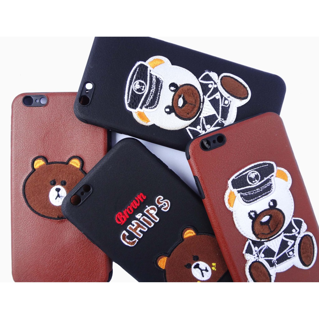 IPHONE 7/7G/7+/7G+ Leather SoftCase Style Motif 3D Choco Bear / Softcase Motif