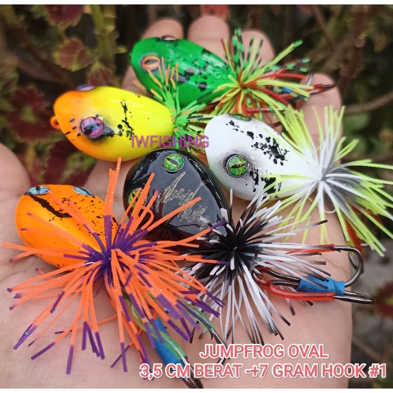 jf atau jump frog oval 3,5 cm 7 gram umpan pancing casting gabus atau haruan bad frog handmade lure