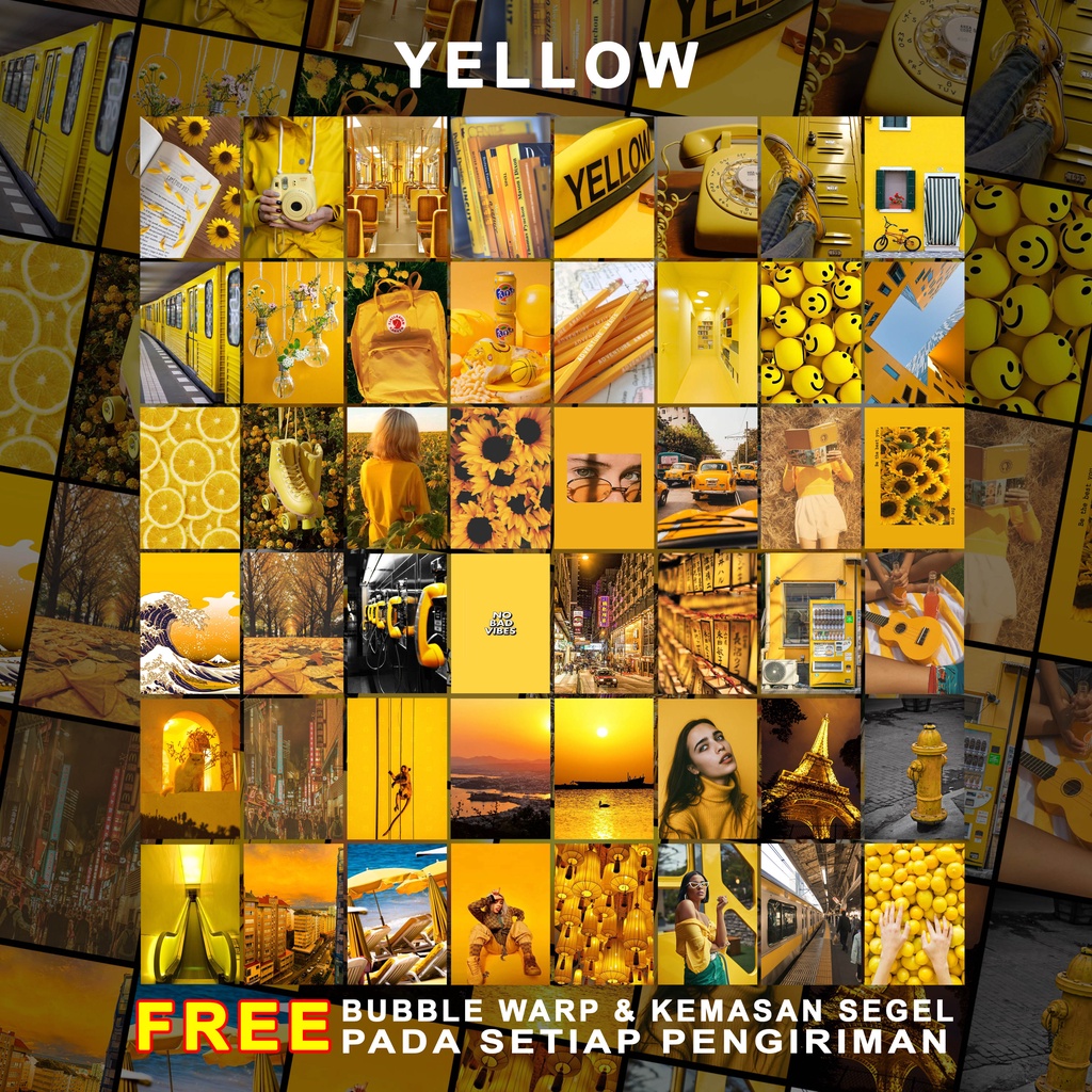 (48 PCS) Poster Dinding Aesthetic | Poster Dinding Aesthetic Yellow Series