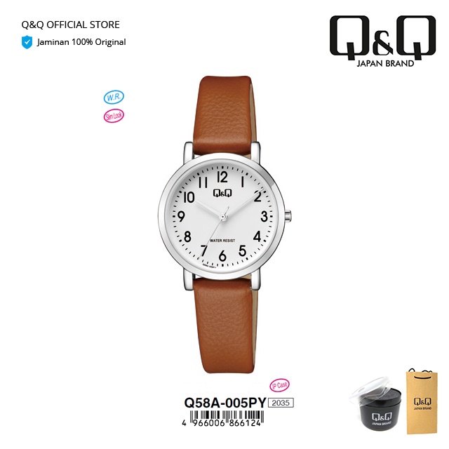 Q&Q QnQ QQ Original Jam Tangan Arloji Wanita Fashion Analog Kulit - Q58 Q58A Water Resist 3 BAR-4