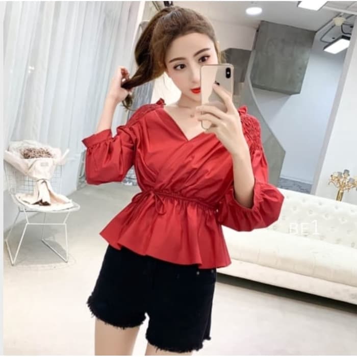 [NINDY Top VE]Blouse wanita mosscrepe var color