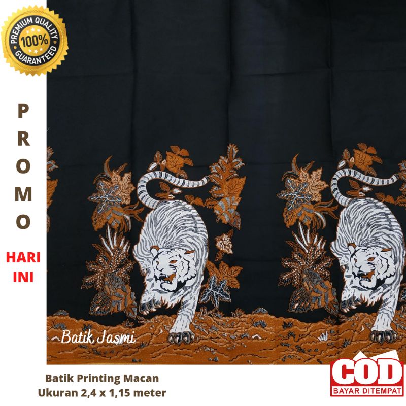 Kain batik solo macan katun dasaran hitam