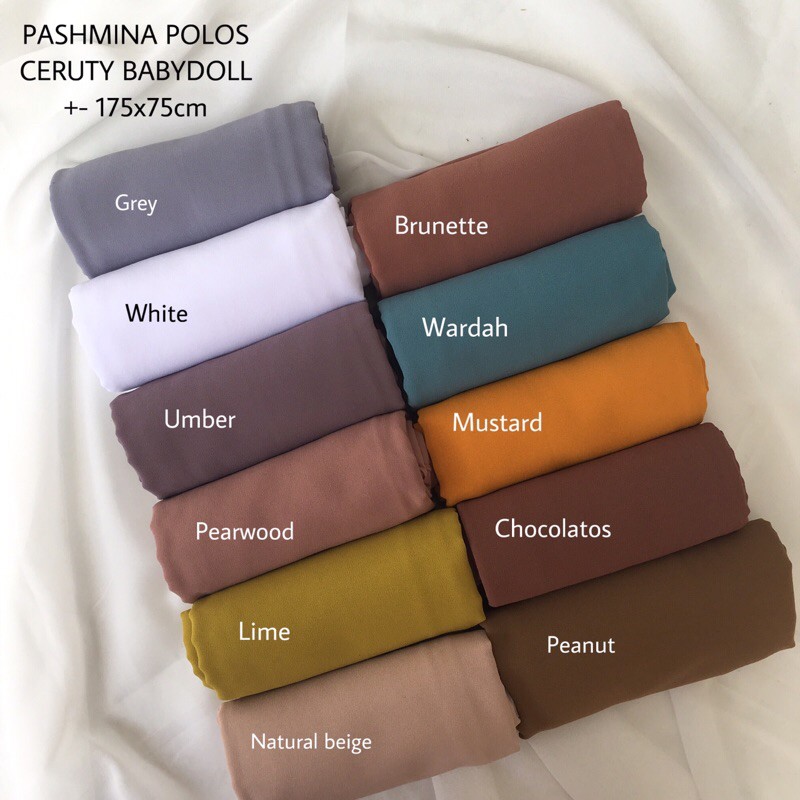 Pashmina Ceruty baby doll premium pasmina ceruty  baby doll pashmina ceruty tepi jahit -+ 175x75-6